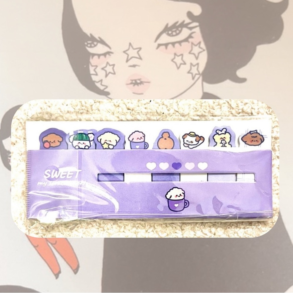 🏷️ kawaii purple bears & coffee sticky note paper tabs bookmarks